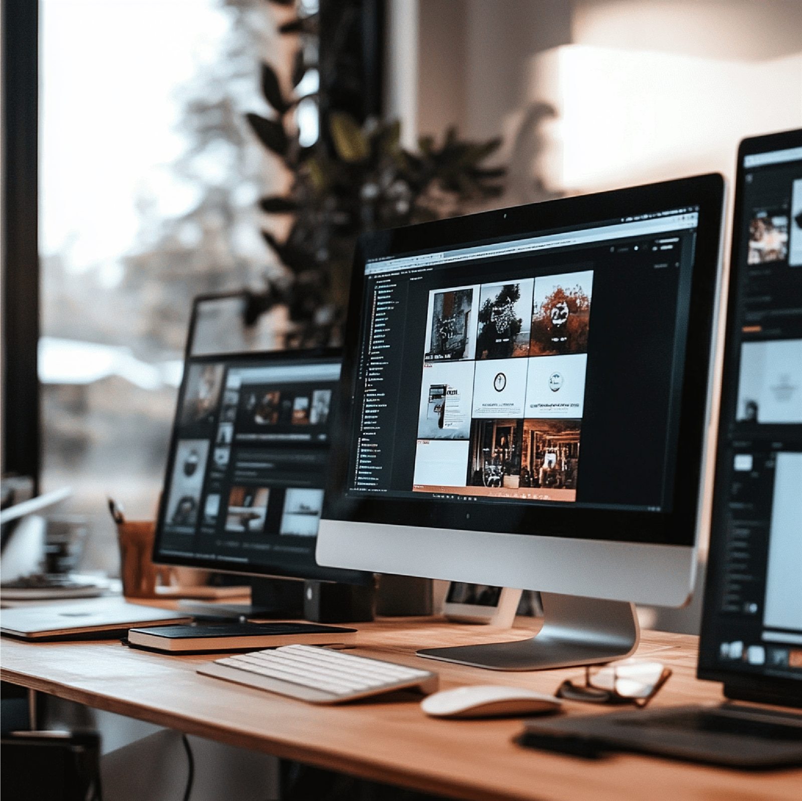 Arbeitsplatz für digitale Gestaltung und Inhalte